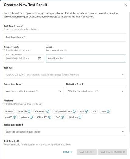 Create a New Test Result